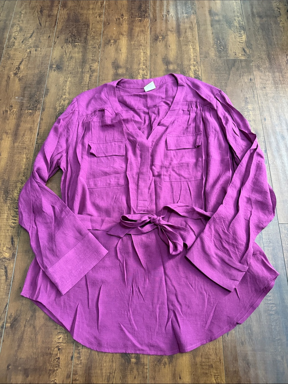 Matilda Jane Magenta Tie-Waist V-Neck Tunic Top